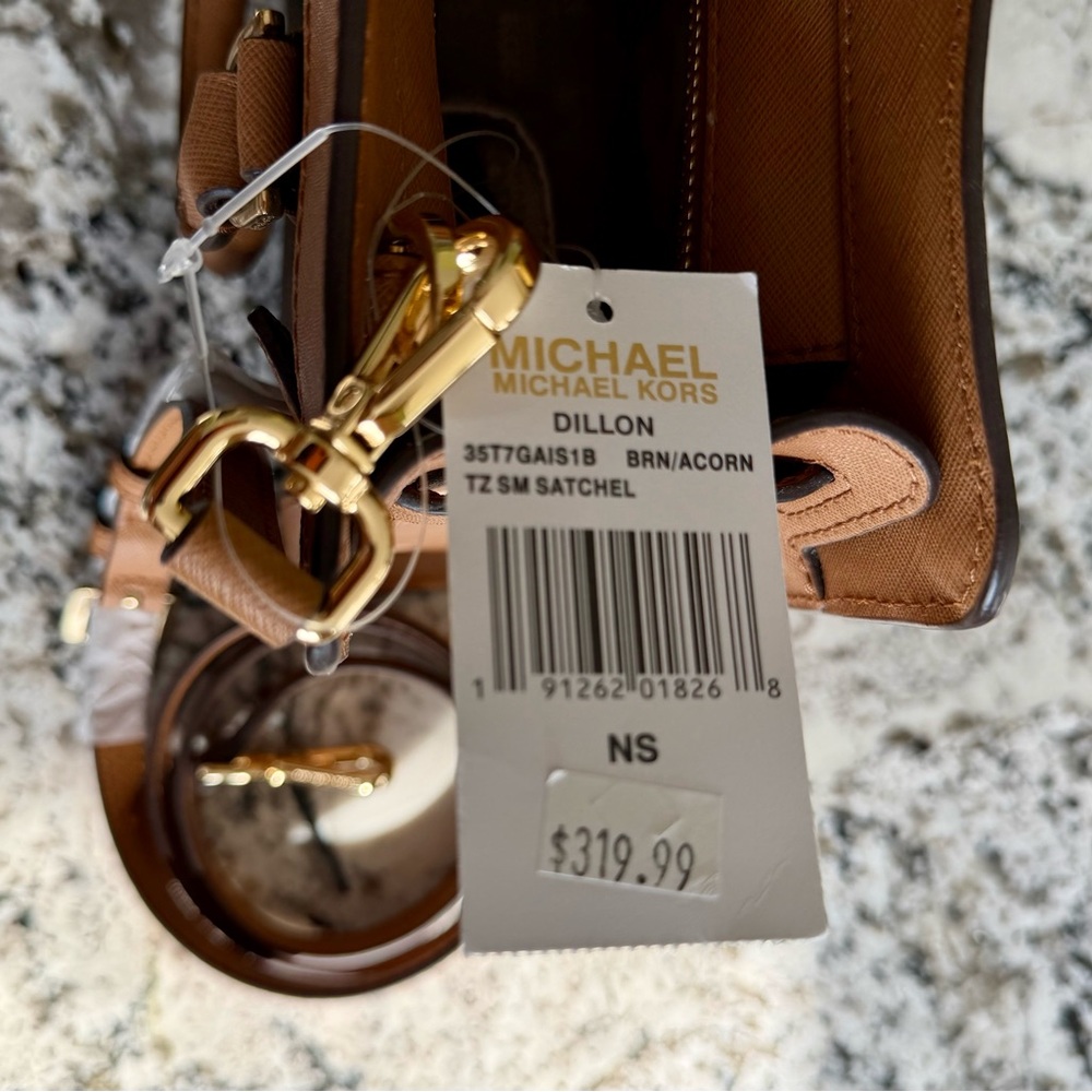 Michael Kors Signature Brown and Tan Dillon Small Satchel - Picture 10 of 14
